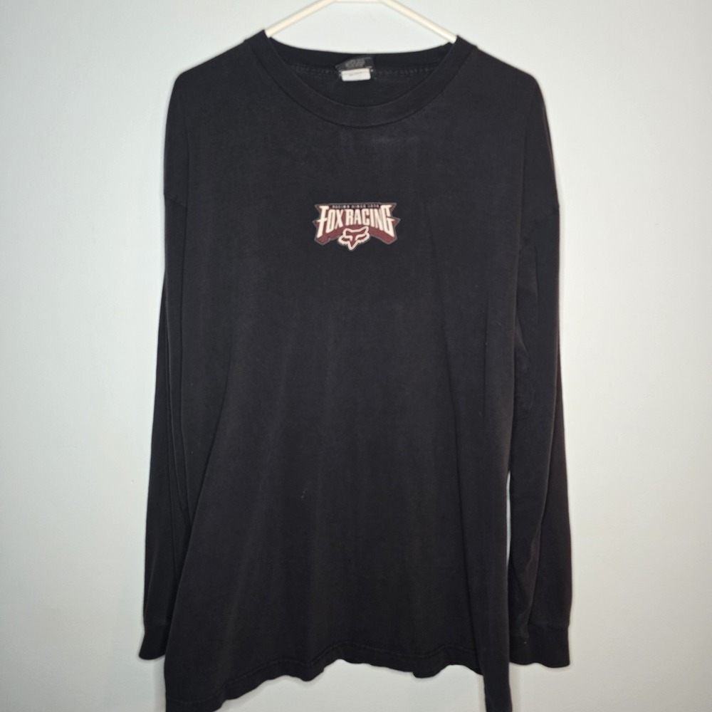 Vintage 90s Y2K Fox Racing Graphic Long Sleeve Tshirt Mens XXL Black Motocross